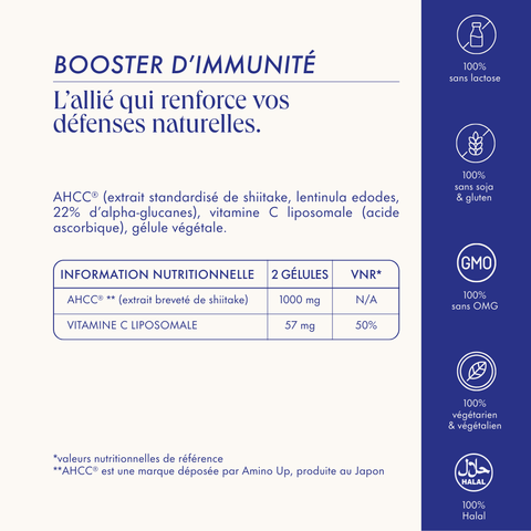 BOOSTER D'IMMUNITÉ AHCC® & VITAMINE C LIPOSOMALE
